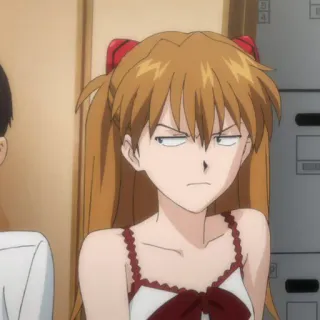 🍣 Asuka Langley Soryu Neon Genesis Evangelion anime, cartoon, evangelion, asuka, character, girl, angry telegram sticker