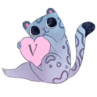 ❤️ V gato, corazón, letra V, pegatina, animal, lindo telegram sticker