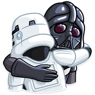 😯 Darth Vader Star Wars darth vader, stormtrooper, przytulanie, smutny, kreskówka, film telegram sticker