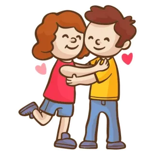 ❤️ coppia, abbraccio, amore, cartoni animati, romantico telegram sticker