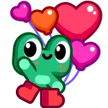 👋 rana, cuore, carino, cartone animato, stravagante, amore, san valentino, kawaii whatsapp sticker