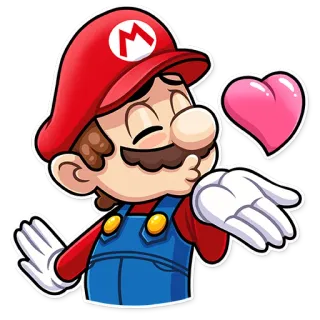 😘 Mario Mario, Nintendo, Video game, Personagem, Coração, Desenho animado telegram sticker