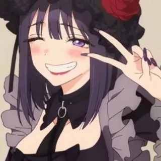 ✌ Marin Kitagawa My Dress-Up Darling Anime, Manga, Ragazza, Cosplay, Segno di pace, Occhiolino telegram sticker