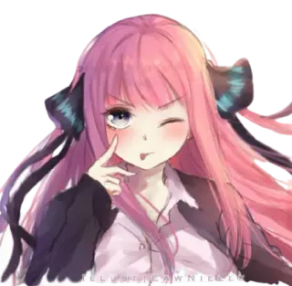 😋 anime, girl, pink hair, cute, character telegram sticker