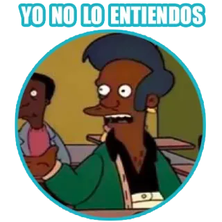 🤷‍♀️ Apu Nahasapeemapetilon The Simpsons YO NO LO ENTIENDOS การ์ตูน, อาปู, ซิมป์สัน, สับสน, สเปน telegram sticker