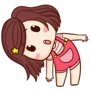 😜 만화, 소녀, 귀여운, 스티커, 캐릭터 whatsapp sticker