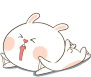 😢 Hase, Häschen, Cartoon, süß, Tier, fröhlich, liegend telegram sticker
