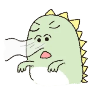 🤤 dinosaurio, dibujos animados, lindo, kawaii, monstruo, animal, expresión telegram sticker