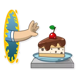 🍰 Portal, Bolo, Sobremesa, Cereja, Desenho animado, Mão, Desenho animado telegram sticker