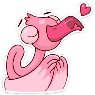 😘 flamingo, rosa, vogel, liebe, herz, cartoon, süß, aufkleber telegram sticker
