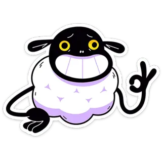 👌 schaap, dier, cartoon, ok teken, schattig, illustratie whatsapp sticker
