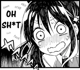 😅 OH SH*T damn crap shit fuck fuck anime, manga, shocked, surprised, swear words, comic, cartoon telegram sticker