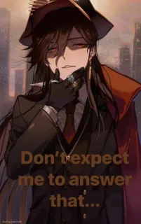 😏 Don't expect me to answer that... Anime, Personaje, Seguro, Actitud, Sin comentarios, Hombre telegram sticker