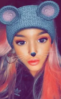 ☁️ Selfie, Bộ lọc, Phụ nữ, Tóc hồng, Lọc mèo, Tai telegram sticker