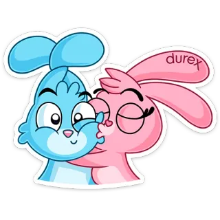 😘 durex cartoon, bunny, rabbits, love, kiss telegram sticker