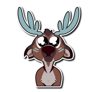 🐶 cerf, dessin animé, animal, autocollant, mignon, bois, yeux telegram sticker