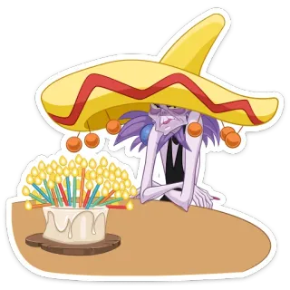 🇲🇽 birthday, cake, candles, sombrero, celebration, cartoon, party whatsapp sticker