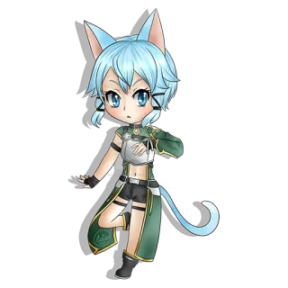 ☺️ Sinon Sword Art Online 애니메이션, 소드 아트 온라인, 시논, 고양이 귀, SD캐릭터 telegram sticker