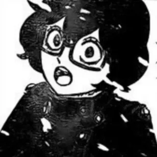 🧪 Anime, Manga, Geschrokken, Vrouw, Bril, Zwart-wit whatsapp sticker