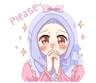 😣 please Anime, Hijab, Niedlich, Mädchen, Cartoon, Glitzer telegram sticker