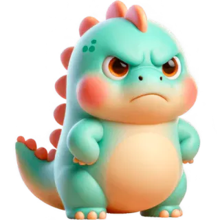😏 ไดโนเสาร์, การ์ตูน, น่ารัก, โกรธ, สัตว์ประหลาด, ภาพประกอบ whatsapp sticker