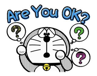 ◼️ Doraemon Are You OK? doraemon, anime, cartoon, sticker, vraag, alles goed?, verward telegram sticker