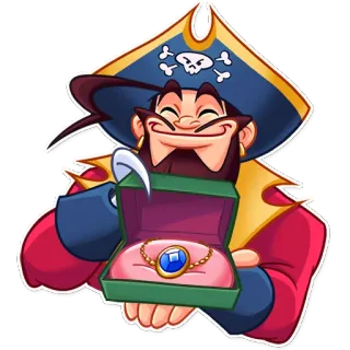 🎁 pirat, schatz, schmuck, cartoon, piratenhut, haken telegram sticker