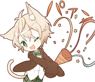 🎉 パアン аниме, кот, каваий, чиби, конфетти, праздник whatsapp sticker