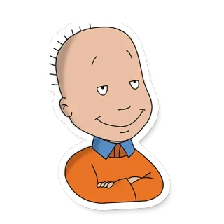 🙂 cartone animato, personaggio, calvo, sorriso, illustrazione, ragazzo telegram sticker