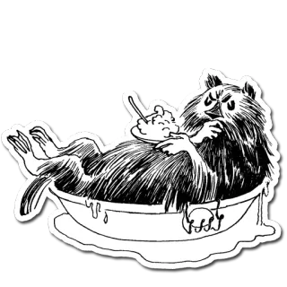 🛀 animal, baño, bañera, criatura, dibujos animados, ilustración telegram sticker