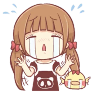 😭 呜呜 울음, 애니메이션, 슬픔, 이모티콘, 소녀, 만화, 눈물 telegram sticker