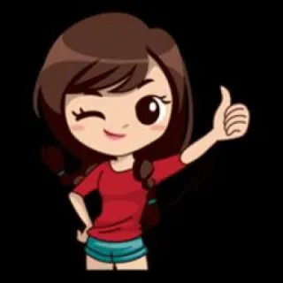 👍 การ์ตูน, ผู้หญิง, ขยิบตา, ยกนิ้วโป้ง, เป็นบวก, น่ารัก telegram sticker