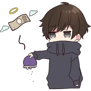 🤑 Anime, Manga, Chico, Dibujo animado, Chibi, Cartera telegram sticker