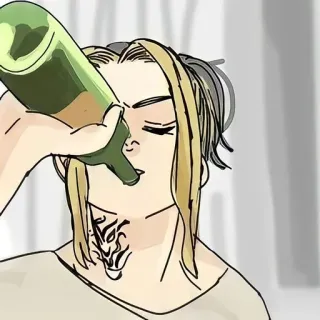 🍾 выпивка, алкоголь, бутылка, мультфильм, мужчина, тату telegram sticker