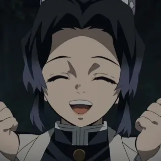 💜 Shinobu Kocho Demon Slayer anime, uśmiechnięty, szczęśliwy, postać, Demon Slayer, Shinobu telegram sticker