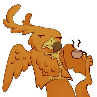 🤔 águila, pájaro, café, dibujos animados, animal, pensando, lindo whatsapp sticker
