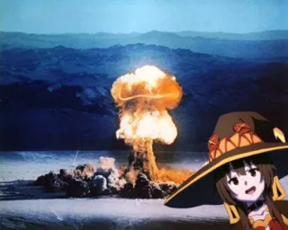 😃 Megumin Konosuba Anime, Vụ nổ, Konosuba, Megumin, Hạt nhân, Đám mây hình nấm telegram sticker