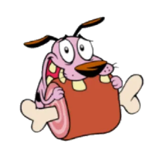 🍖 Courage Courage the Cowardly Dog Courage the Cowardly Dog, Cartoon Network, การ์ตูน, สุนัข, สีชมพู, กิน telegram sticker
