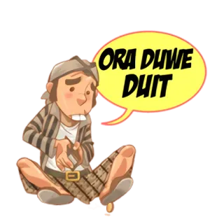 💸 ORA DUWE DUIT pria, duduk, jawa, indonesia, tidak punya uang, miskin telegram sticker