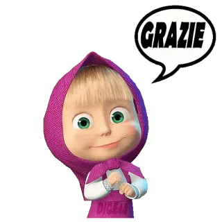 😀 Masha Masha and the Bear GRAZIE masha, masha y el oso, dibujos animados, gracias, grazie, niño, animación telegram sticker