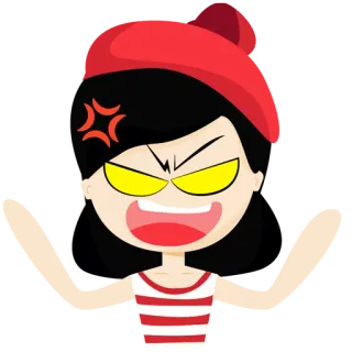 🙋 화난, 만화, 표정, 좌절, 소녀 telegram sticker