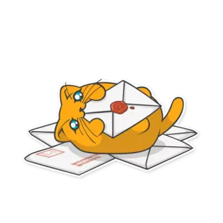 ✉ kucing, surat, amplop, pos, segel, imut whatsapp sticker