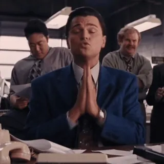 😃 леонардо дикаприо, молитва, волк с уолл-стрит, сцена из фильма telegram sticker