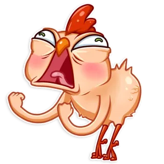 😠 pollo, cartone animato, divertente, animale, adesivo whatsapp sticker