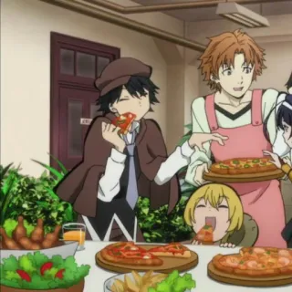 🔍 anime, pizza, cartoon, food, party telegram sticker