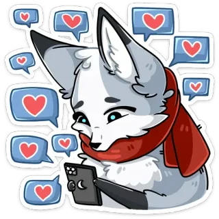 ❤️ lis, zwierzę, szalik, miłość, serce, telefon, czat, naklejka telegram sticker