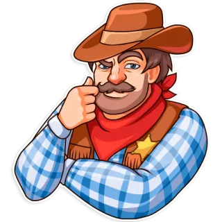 🤔 Cowboy, Shérif, Western, Personnage, Homme, Chapeau telegram sticker