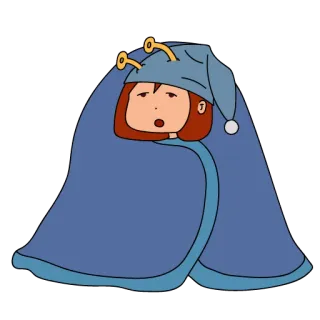 😴 Dessin animé, Endormi, Personnage, Fatigué, Bleu whatsapp sticker