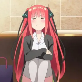 🍷 Nino Nakano The Quintessential Quintuplets anime, garota, cabelo ruivo, tsundere, uniforme escolar whatsapp sticker