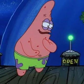 🍨 Patrick Star Spongebob Squarepants OPEN cartone animato, animato, Patrick, aperto telegram sticker